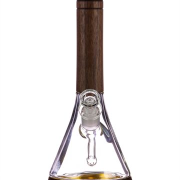 Walnut Wood Accented Beaker Bong