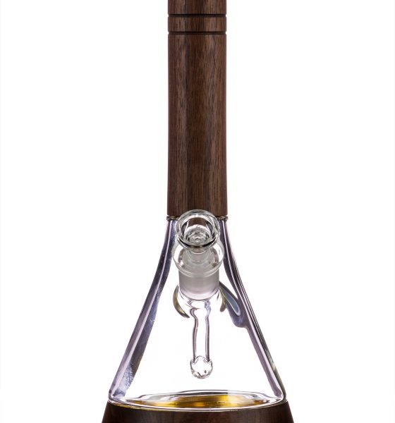 Walnut Wood Accented Beaker Bong